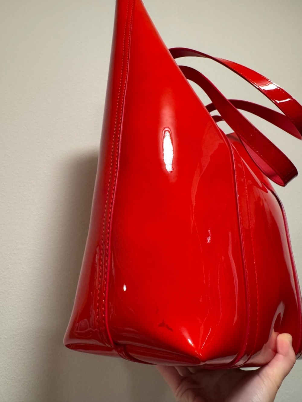 Sezane The Tote Patent Red - Picture 10 of 11